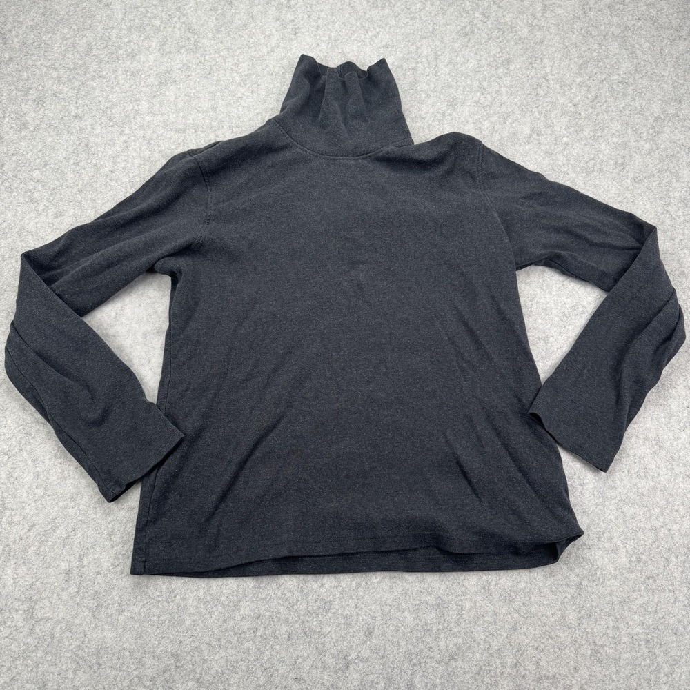 Eddie Bauer Womens Medium Gray Cotton Turtleneck Pullover Knit Sweater
